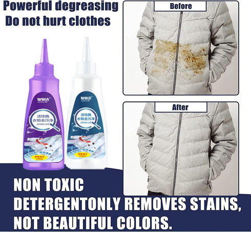 Active Enzyme Oil Stain Remover for Clothes, Stubborn Stains Cleaner, 2PCS Active Enzymatic Laundry
