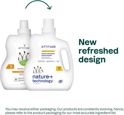 ATTITUDE Liquid Laundry Detergent, EWG Verified Laundry Soap, HE Compatible, Vegan and Plant Based Products, Cruelty-Free, Citrus Zest, 40 Loads, 67.6 Fl Oz