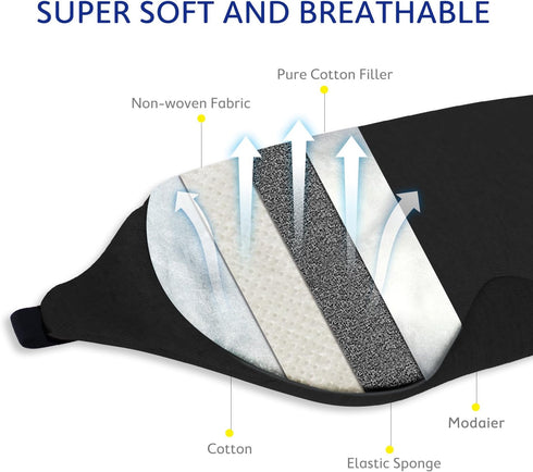 Mavogel Cotton Sleep Mask, Light Blocking Eye Blindfold for Men Women, Grey & Black