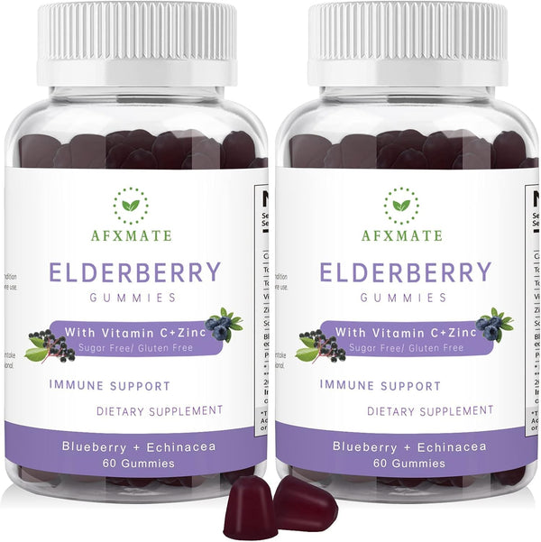 Sambucus Elderberry Gummies - Black Elderberry with Zinc and Vitamin C for Adults, Sugar Free Kids Multivitamin Gummies