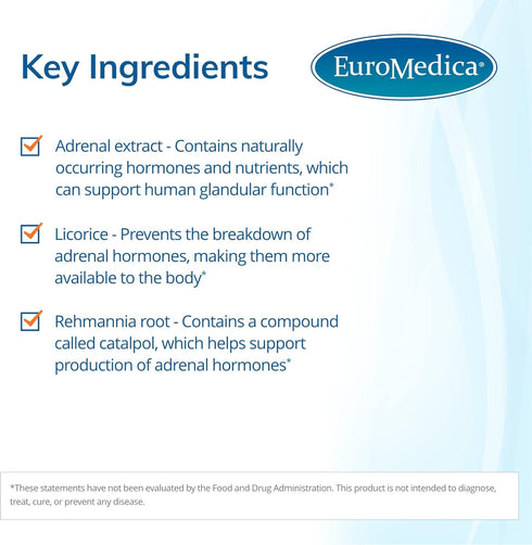 Euromedica Adrenaplex - 60 Capsules for Healthy Adrenal Gland Function & Balanced Mood - 30 Servings