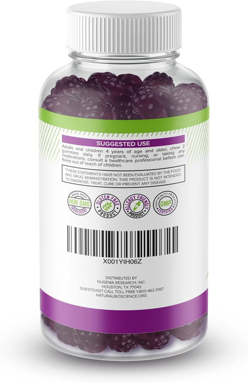 Sambucus Elderberry Gummies - Daily Immune Support Supplement with Vitamin C & Zinc, 180 Vegan Gluten-Free Gummies