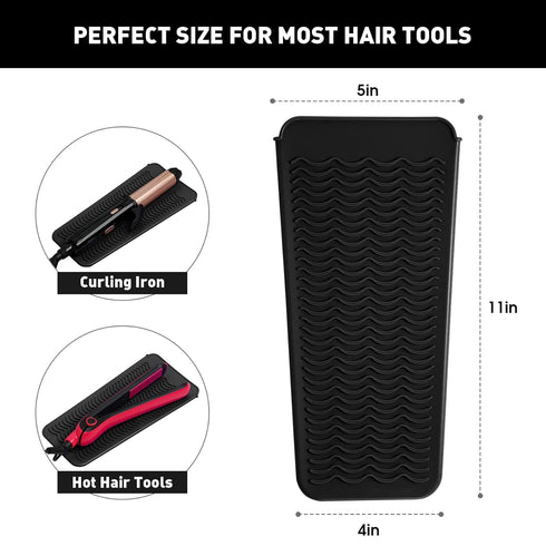 ZAXOP Resistant Silicone Mat Pouch for Flat Iron, Curling Iron, Hot Hair Tools (Black)