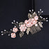 NUOBESTY 4Pcs Wedding Hair Clip Comb Handmade Bridal Hair Clip Pearl Floral Leaf Hair Accessories for Women Wedding (Pink)