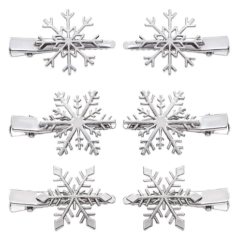 NVENF 6PCS Christmas Hair Clips for Women Holiday Rhinestone Snowflake Hair Accessories (6PCS Snowflake A)