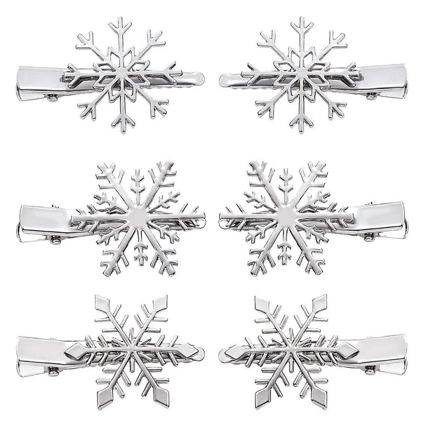 NVENF 6PCS Christmas Hair Clips for Women Holiday Rhinestone Snowflake Hair Accessories (6PCS Snowflake A)