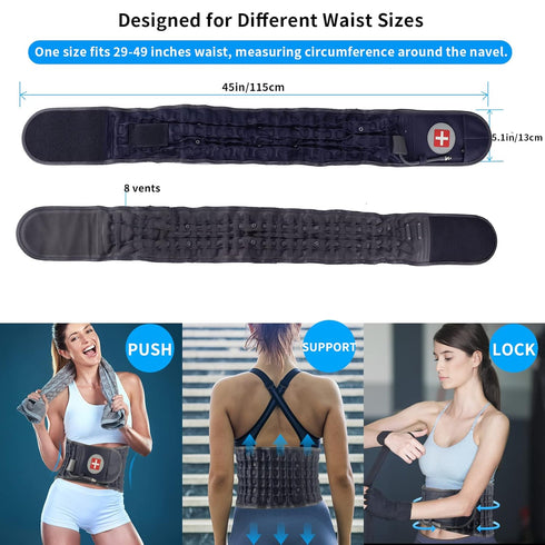 Decompression Back Belt - Lumbar Support for Men & Women, Lower Back Pain Relief, Fits Waist Size 29-49 Inches, Blue