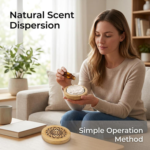 Ujukoxc 1set 3.5in Set Aromatic Bamboo Carving Box for Home Scenting,Passive Essential Oil Diffuser, Passive Diffuser