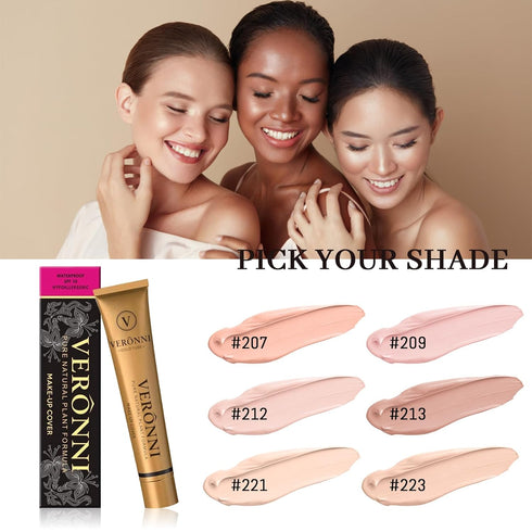 VERONNI Full Coverage Makeup Cover Concealer – Tattoo Cover Up Waterproof Foundation Amazing Scar Make Up Concealer SPF