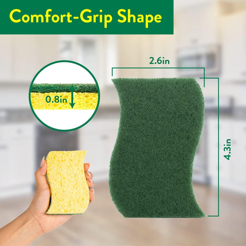 Pine-Sol Heavy Duty Scrub Sponges - Double Sided Dish Scrubber, 6 Pack Kitchen Essentials for Cleaning Supplies