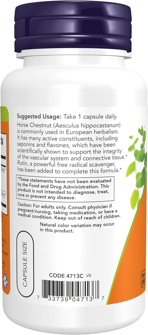 NOW Supplements Horse Chestnut 300 mg with Added Rutin, 90 Veg Capsules, Circulatory Support