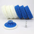 7 Piece Drill Brush Attachment Set, Power Scrub Pad Cleaning Kit, Blue and White Scouring Pads