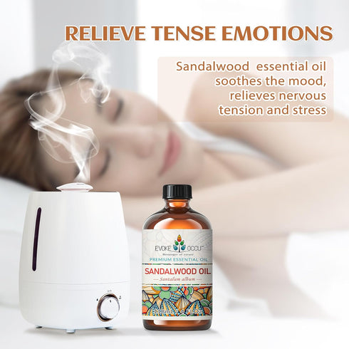EVOKE OCCU Sandalwood Essential Oil 4 Fl Oz, Pure Sandalwood Oil for Diffuser Candle Soap Making - 118ml