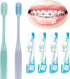 Y-Kelin 4 Pcs U-Shaped Orthodontic Toothbrush, Soft Bristle with 4 Toothbrush Head Covers for Effective Cleaning Teeth