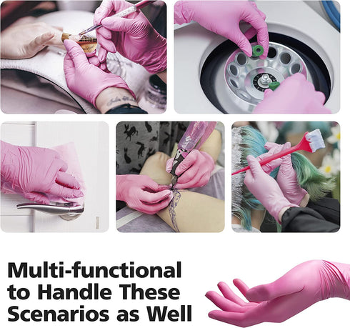 Disposable Pink Vinyl Gloves for Women, Latex Free, Cooking, Food Prep, Cleaning, Medium Duty, Large, 100 Pack