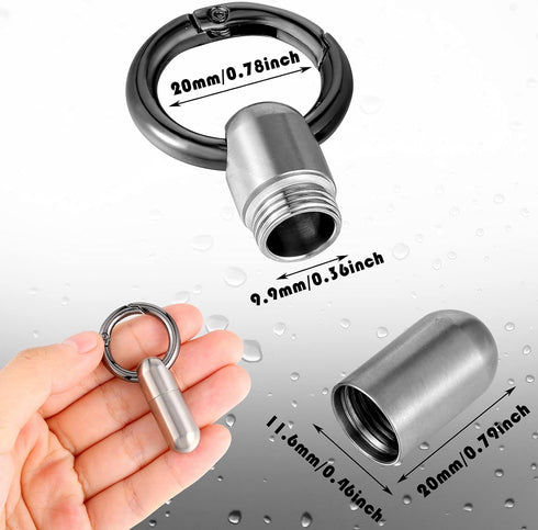 2 Pieces Keychain Pill Holder Tiny Keychain Pill Case Titanium Keychain Medication Pill Holder Waterproof Pill Container Portable Titanium Pill Case with Keychain for Men Women Travel Purse Pocket