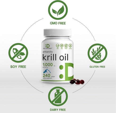 Eagle Shine Vitamins 2 Pack Antarctic Krill Oil - 1,000mg Per Serving, 480 Softgels - Mercury Free, Rich in Omega-3s,