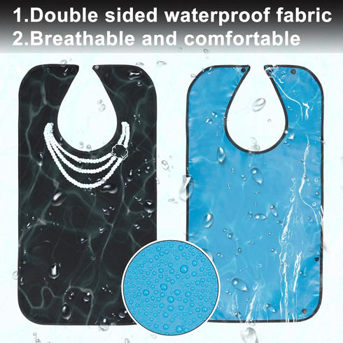 Washable Classic Check Adult Bibs - CREATCABIN Waterproof Bibs for Elderly Care