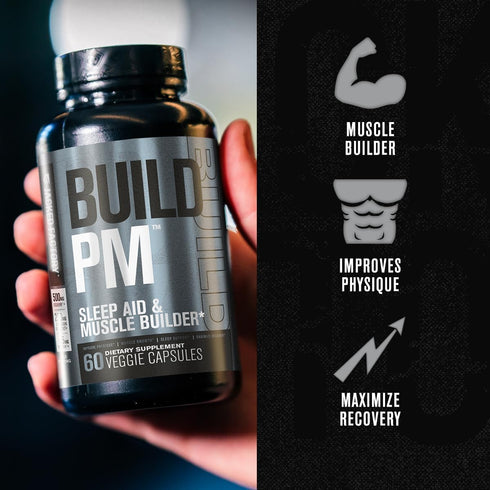 Jacked Factory Build PM Night Time Muscle Builder & Sleep Aid Supplement with VitaCherry, Ashwagandha, Melatonin - 60