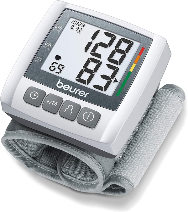 Beurer Wrist Blood Pressure Machine with Adjustable Cuff, Automatic & Digital Monitor, 2x60 Memory Reading, XL LCD