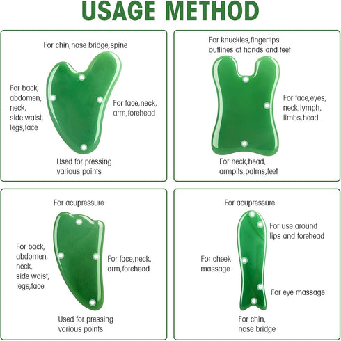 Set,Guasha 4-piece Set Gua Sha Massage Facial Tool Massager Kit for Face and Body,Scraping Massage Board Physical