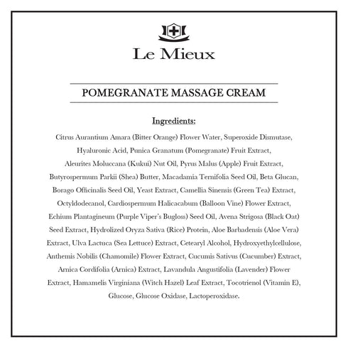 Le Mieux Pomegranate Massage Cream - Aromatic Moisturizing Cream with Algae, 2 oz / 60 ml