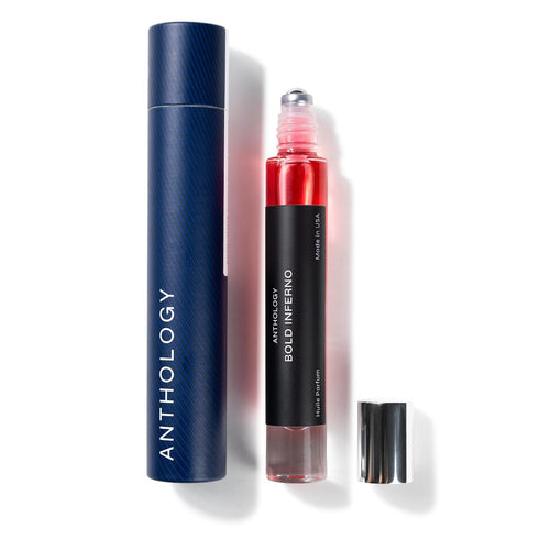 ANTHOLOGY Bold Inferno Roll on Perfume Oil 0.3 oz 9 ml | Grapefruit, Cranberry, Red Saffron, Cedarwood | Alcohol Free Rollerball, Travel Fragrance, Mini Perfume