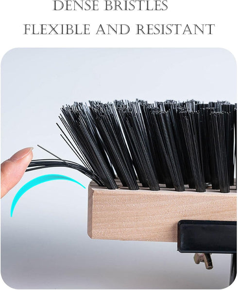 Swimming Heavy Duty Push Broom Stiff Bristle Broom Brush with Solid Wood Broom Head Indoor Outdoor Floor Scrubber
