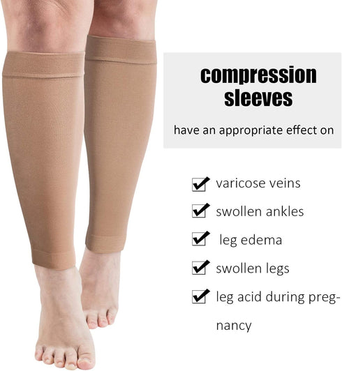 Syhood 6 3XL Pairs Wide Plus Size Calf Compression Socks Leg Brace Socks, Calf Compression Sleeves for Runners, Shin
