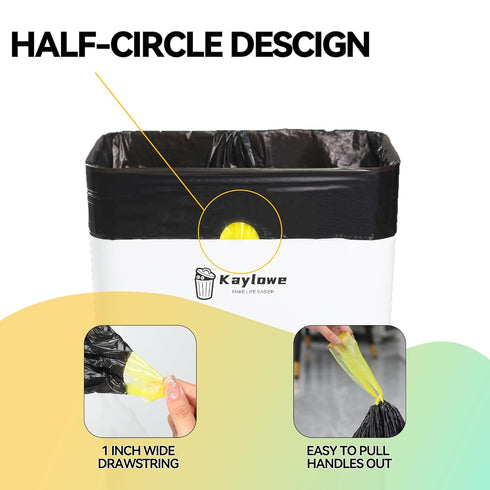 Small Trash Bags, 2.6 Gallon Drawstring Garbage Bags, 75 Count Portable PE Trash Bags for Office Bedroom Bathroom, Black