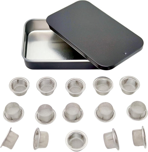 15pcs 1/2 Inch Pipe Screens - Premium 304 Stainless Steel Pipe Screen Filters with Metal Storage Box