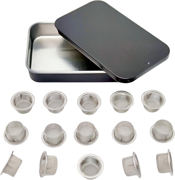 15pcs 1/2 Inch Pipe Screens - Premium 304 Stainless Steel Pipe Screen Filters with Metal Storage Box