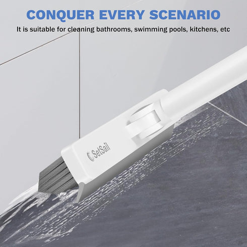SetSail Grout Cleaner Brush with Long Handle, V-Shaped Floor Scrub Brush Swivel Grout Brush Stiff Bristle Floor Grout