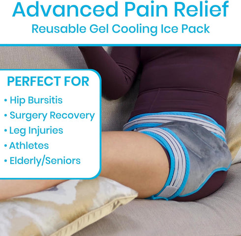 Arctic Flex Hip Ice Pack Wrap - Pain Relief for Hip Bursitis, Flexor & Replacement - Cold & Hot Therapy, Reusable Gel