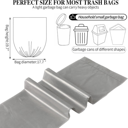 5 Rolls Small Trash Bags, 100 Counts, Durable 4 Gallon Small Garbage Bags for Home Office Kitchen