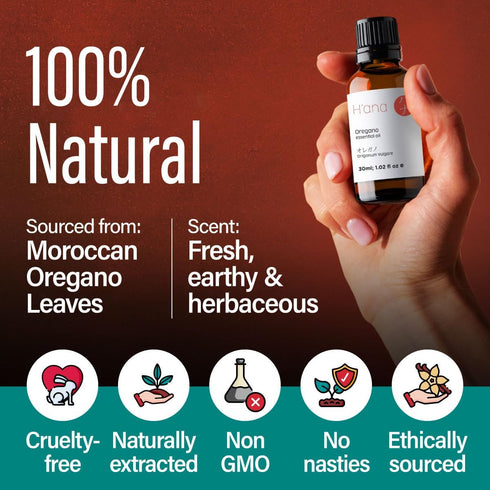 H’ana Oregano Essential Oil - 100% Pure and Natural Oil of Oregano for Skin, Nail, Diffuser, and Aromatherapy (1 Fl Oz)