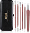 JPNK Blackhead Remover Tool Kit, 6 Pcs Comedones Extractor for Blemish Removal with Leather Bag (Pink)