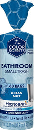 Color Scents Small Trash Bags - 4 Gallon, 60 Bags (1 Pack of 60 Count), Light Blue Bag in Ocean Mist Scent
