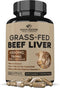 Wholesome Wellness Grass Fed Desiccated Beef Liver Capsules (180 Pills, 750mg Each) - Natural Iron and Vitamins