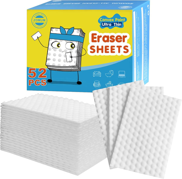 52 Count Upgrade Convex Point Magic Sponge Eraser Sheets, Disposable Portable Magic Cleaning Eraser Wipes
