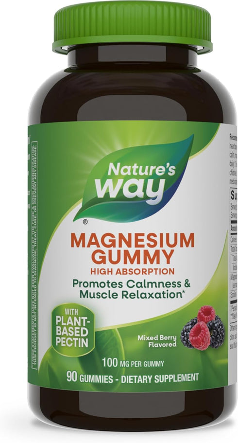 Nature’s Way Magnesium Gummies, Promotes Calm with Magnesium Citrate, Raspberry and Blackberry Flavored