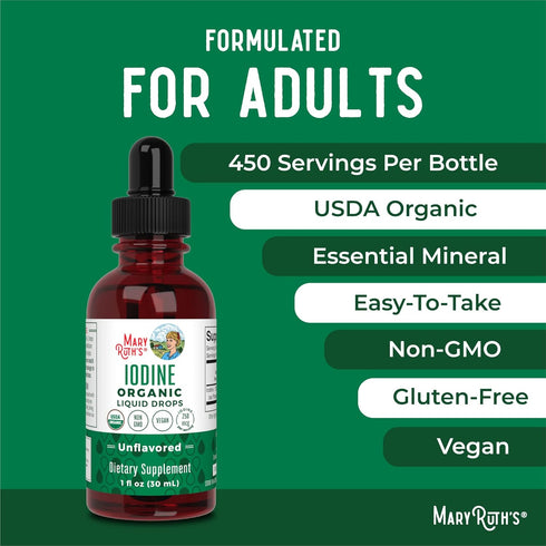 MaryRuth Organics Potassium Iodide - 1 Fl Oz, Iodine Drops, USDA Organic, Vegan, 1 Year Supply
