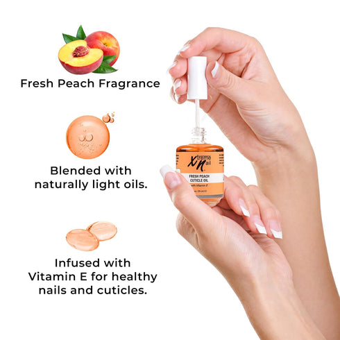 Xtreme Nail Cuticle Oil - Hydrating Scented Oil for Radiant Cosmetic Nail, Vitamin E Infused - Fresh Peach, 5oz
