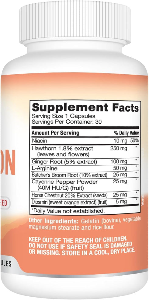 Best Earth Naturals Circulation Supplement - 30 Capsules for Optimal Balanced Formula Circulatory Support (30-Day