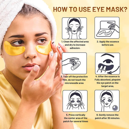 POSTA 24K Gold Eye Mask, 20 Pairs Under Eye Treatment Mask for Puffy Eyes and Dark Circles