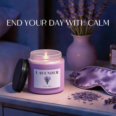Set, Set, 7 oz) NORVENCE Lavender Candle, Scented Candles Gift Stress Relief Candles for Home, Premium Soy Candle