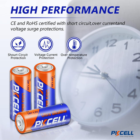 PKCELL 10 Counts 1.5V E90 LR1 MN9100 N Size Alkaline Batteries