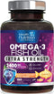 Fish Oil 2400 mg Triple Strength Omega-3 Supplement - Natural Support for Immune, Heart & Brain Health - Wild Caught,