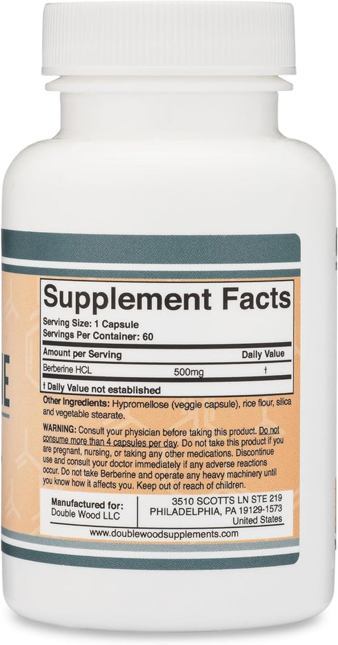 Berberine Supplement 500mg - 60 Capsules, Non-GMO, Gluten Free, AMPK Activator for Cardiovascular Health