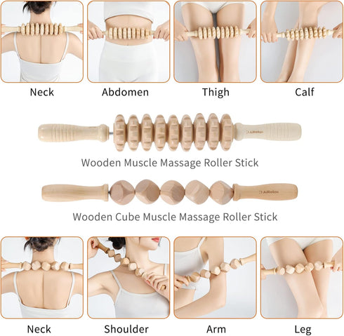 7 Pack Wood Therapy Massage Tools Set for Body Shaping, Cellulite Massager, Maderoterapia Kit Colombiana, Lymphatic